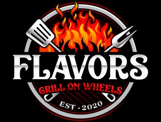 FLAVORS grill on wheels logo design by Suvendu