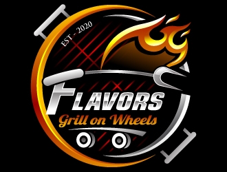 FLAVORS grill on wheels logo design by Suvendu