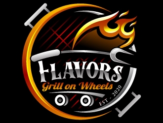 FLAVORS grill on wheels logo design by Suvendu