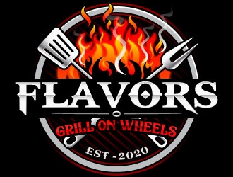 FLAVORS grill on wheels logo design by Suvendu