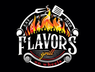 FLAVORS grill on wheels logo design by Suvendu