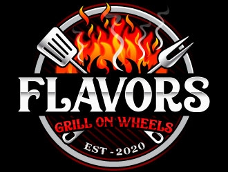 FLAVORS grill on wheels logo design by Suvendu