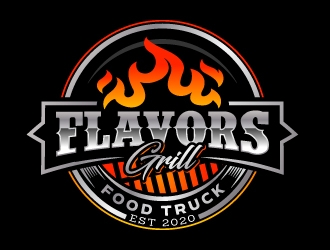 FLAVORS grill on wheels logo design by jaize