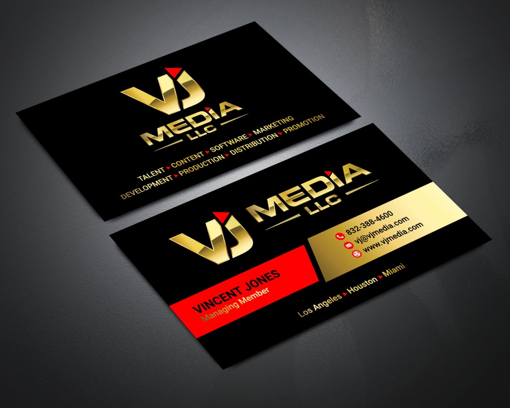 VJ Media LLC logo design by Boomstudioz