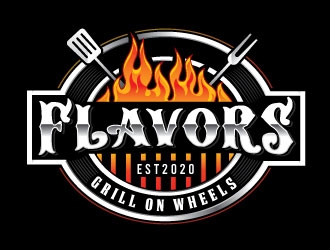 FLAVORS grill on wheels logo design by Conception