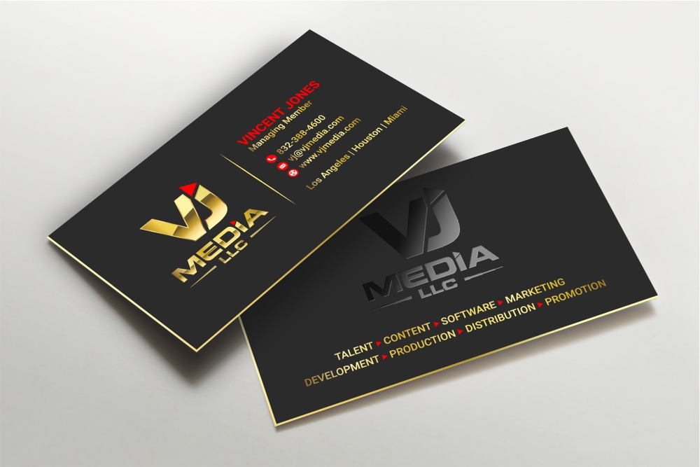 VJ Media LLC logo design by Boomstudioz