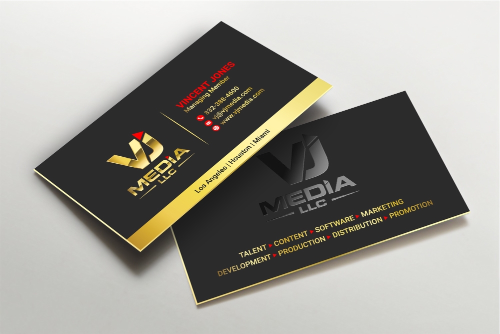 VJ Media LLC logo design by Boomstudioz