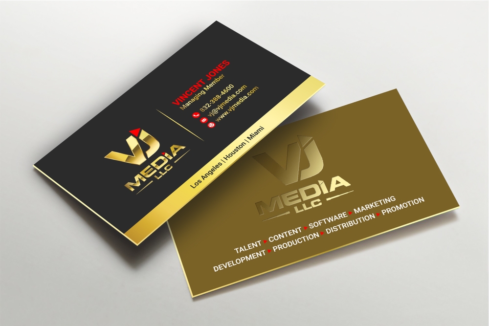 VJ Media LLC logo design by Boomstudioz