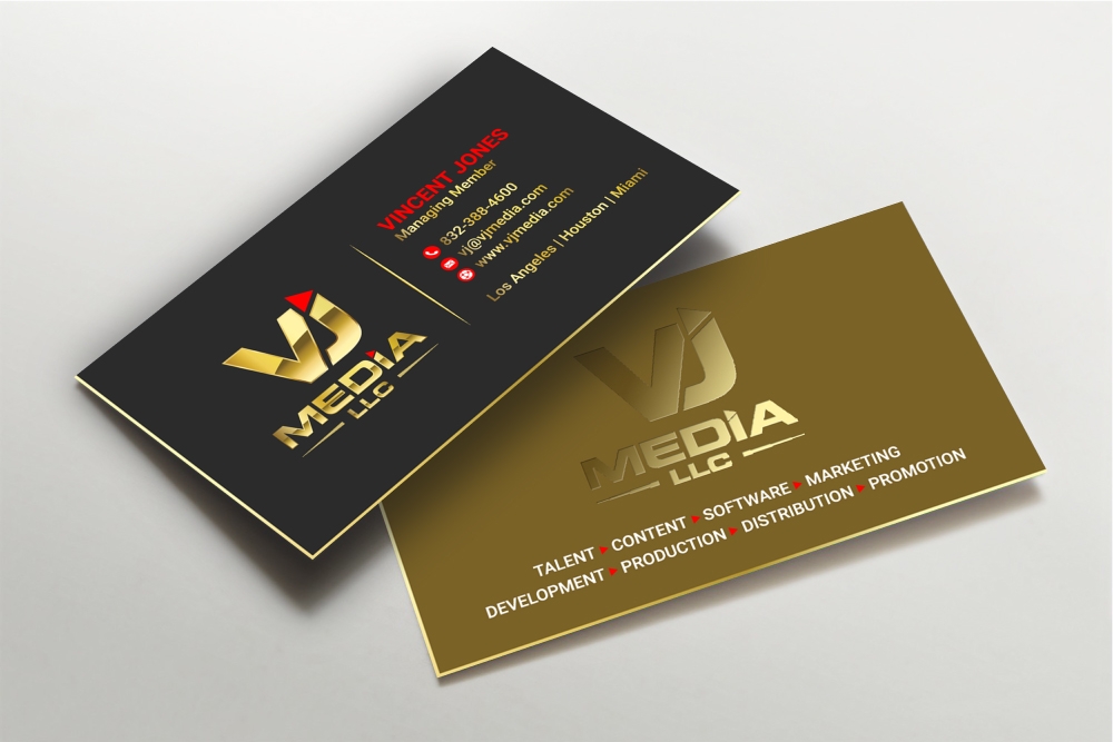 VJ Media LLC logo design by Boomstudioz