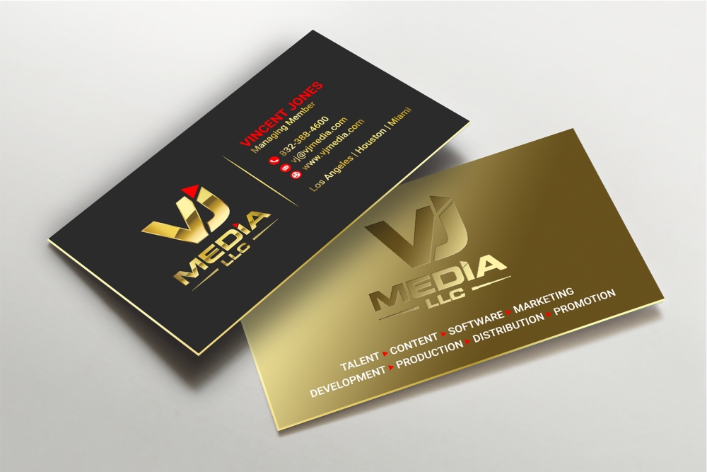 VJ Media LLC logo design by Boomstudioz