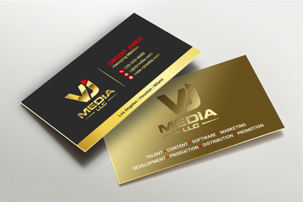 VJ Media LLC logo design by Boomstudioz