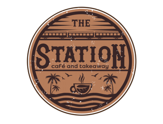 The station  cafe and takeaway logo design by coco