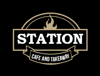 The station  cafe and takeaway logo design by kunejo