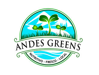 Company name: ANDES GREENS . Slogan: Nutritivo - Fresco - Local logo design by 3Dlogos