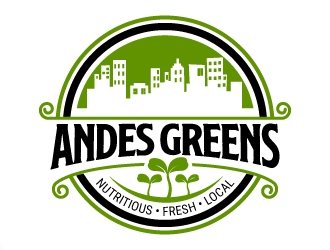 Company name: ANDES GREENS . Slogan: Nutritivo - Fresco - Local logo design by jaize