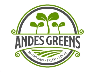 Company name: ANDES GREENS . Slogan: Nutritivo - Fresco - Local logo design by jaize