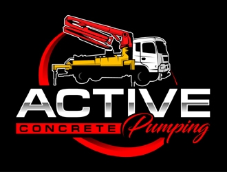 ACTIVE Concrete Pumping logo design by MAXR