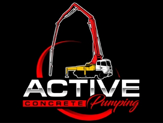 ACTIVE Concrete Pumping logo design by MAXR