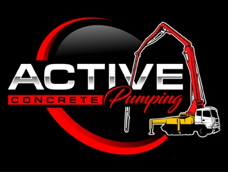 ACTIVE Concrete Pumping logo design by MAXR