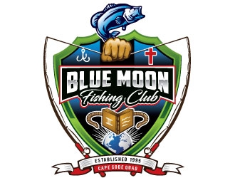 Blue Moon Fishing Club logo design by REDCROW