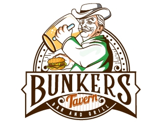 Bunkers Tavern  logo design by Suvendu