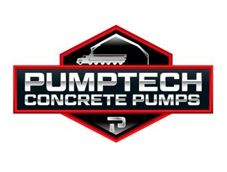 PUMPTECH CONCRETE PUMPS logo design by megalogos