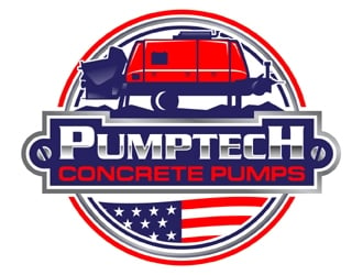 PUMPTECH CONCRETE PUMPS logo design by MAXR