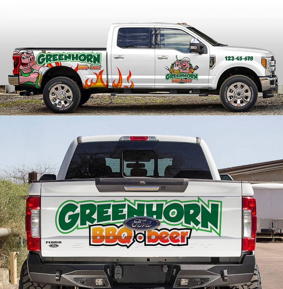 Greenhorn BBQ beer logo design by scriotx