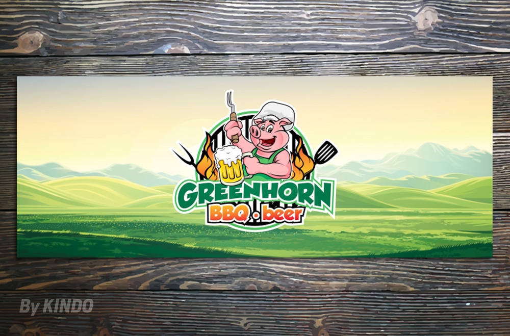 Greenhorn BBQ beer logo design by Kindo