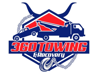 360 TOWING & RECOVERY logo design by LucidSketch