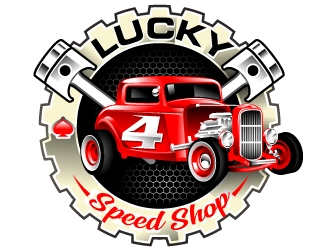 Lucky 4 Speed Shop logo design by Suvendu