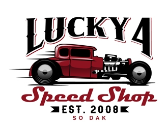 Lucky 4 Speed Shop logo design by DreamLogoDesign