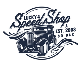 Lucky 4 Speed Shop logo design by DreamLogoDesign