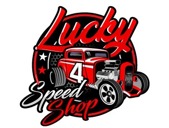 Lucky 4 Speed Shop logo design by Suvendu