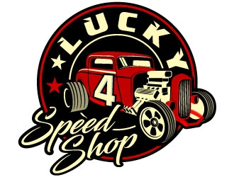 Lucky 4 Speed Shop logo design by Suvendu