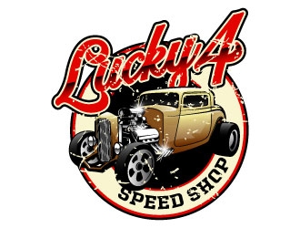 Lucky 4 Speed Shop logo design by daywalker