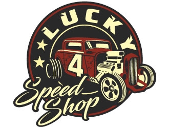 Lucky 4 Speed Shop logo design by Suvendu