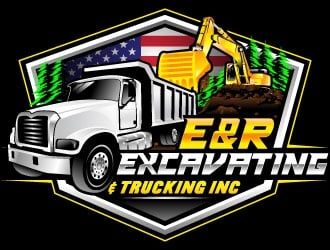 E & R Excavating & Trucking Inc. logo design by Suvendu