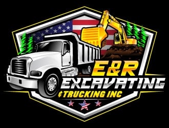 E & R Excavating & Trucking Inc. logo design by Suvendu