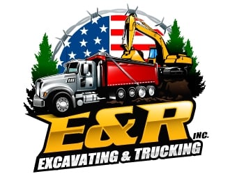 E & R Excavating & Trucking Inc. logo design by Suvendu