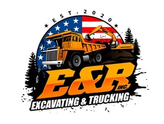 E & R Excavating & Trucking Inc. logo design by DreamLogoDesign