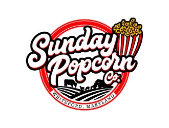 Sunday Popcorn Co. logo design by daywalker