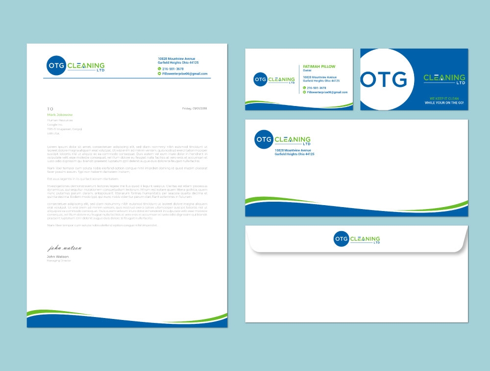 OTG Cleaning LTD logo design by Boomstudioz