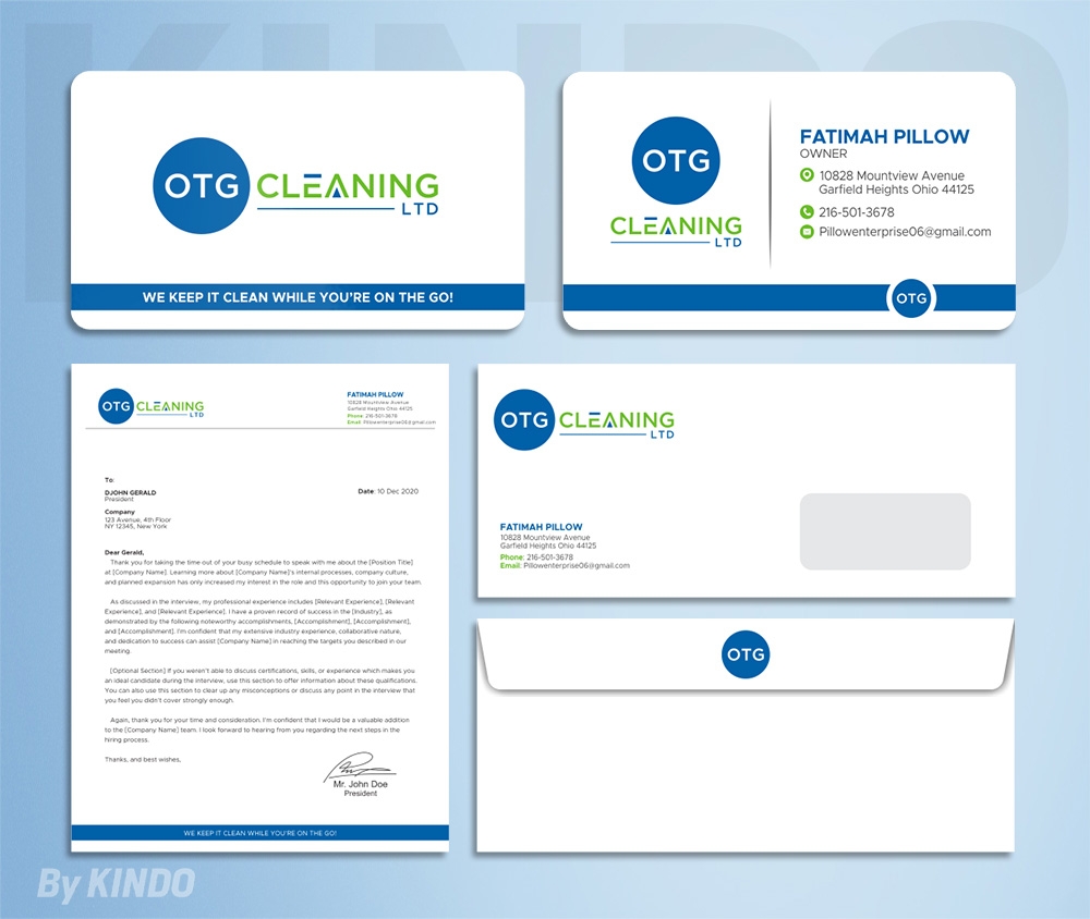 OTG Cleaning LTD logo design by Kindo