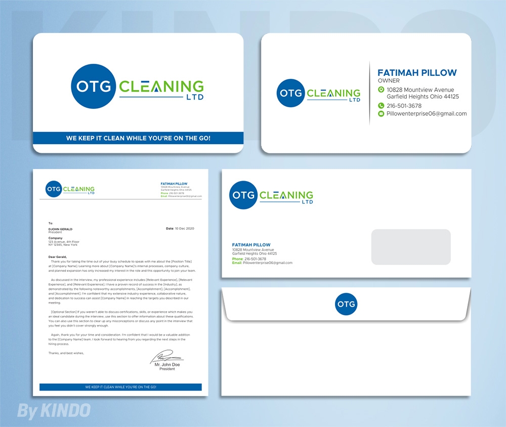 OTG Cleaning LTD logo design by Kindo