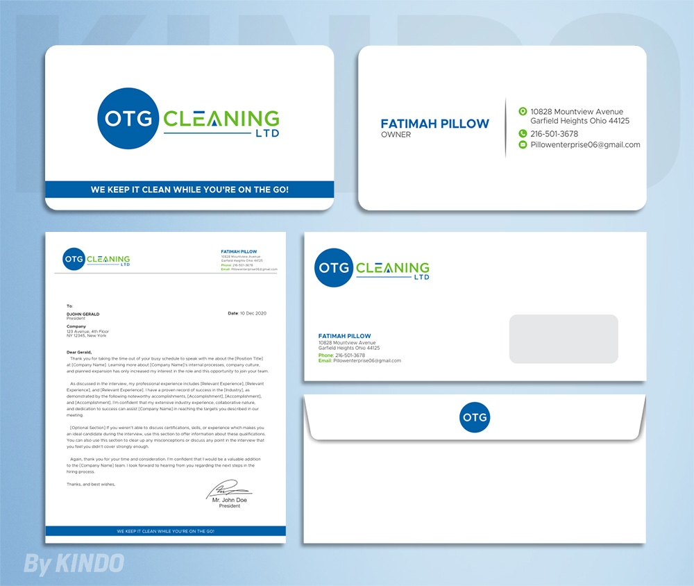 OTG Cleaning LTD logo design by Kindo