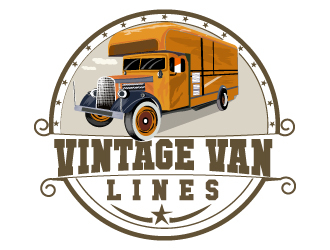 vintage van lines logo design by Suvendu