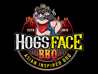 Hogs Face BBQ logo design by Godvibes