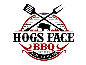 Hogs Face BBQ logo design by DreamLogoDesign