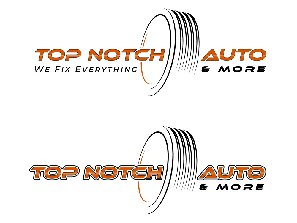 “Top Notch Auto & More” I don’t want the tires in it anymore. Looking for a new Modern look that is clean and eye catching and will be used in mailers, business cards, website and T-shirts. logo design by Gelotine